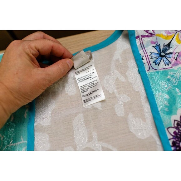 Chico's S/M blue floral multi color lightweight kaftan kimono coastal grandma - Picture 4 of 7